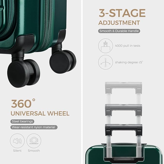 Carry on Luggage Top opening Suitcases, Expandable with Cup Holder and USB Charging Port,Lightweight with Front Pocket Rolling Suitcases with Spinner Wheels
