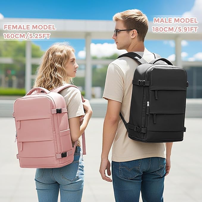 coowoz Large Travel Backpack For Women Men,Carry On Backpack,Hiking Backpack Waterproof Outdoor Sports Rucksack Casual Daypack Travel Essentials Pink