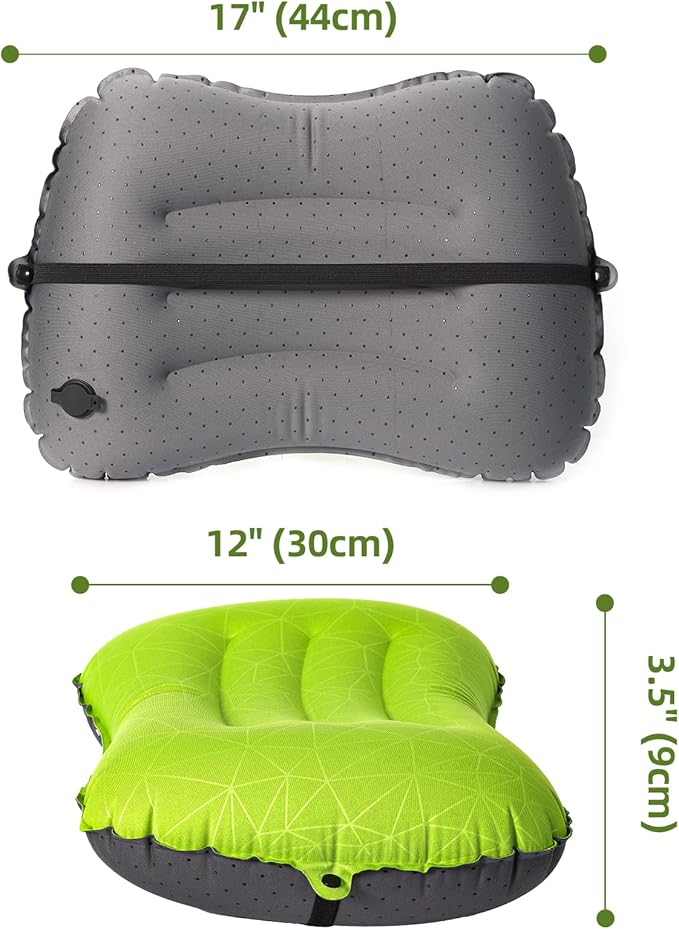 Camping Pillow - Inflatable Pillow - Travel Pillows for Backpacking & Airplane, Lumbar Support 2.0 Blow Up Pillow, Ultralight Compressible, Comfortable, Ergonomic Pillows