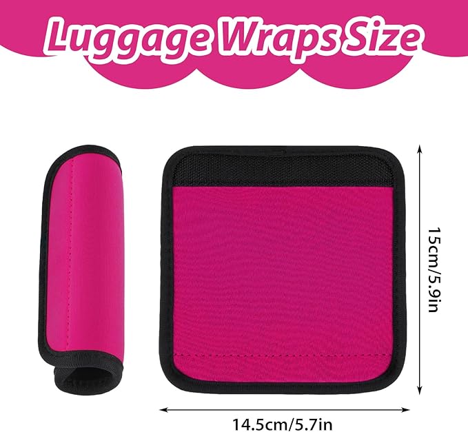2Pack Luggage Handle Wraps for Suitcase,Rose Red Soft Luggage Identifiers for Suitcases,Travel Essential Bag Handle Wrap,Neoprene Material Suitcase Handle Wraps for Traveling
