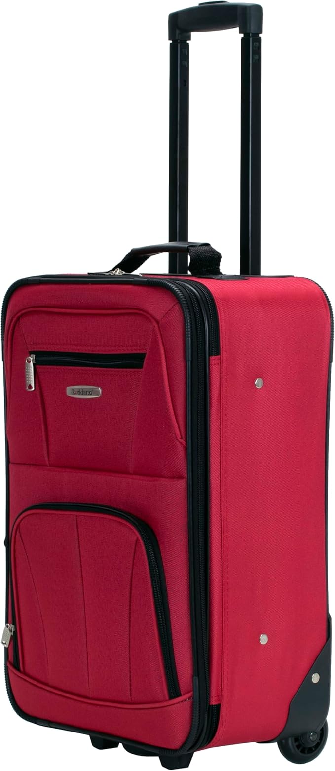 Rockland Fashion Softside Upright Luggage Set,Expandable, Red, 2-Piece (14/19)