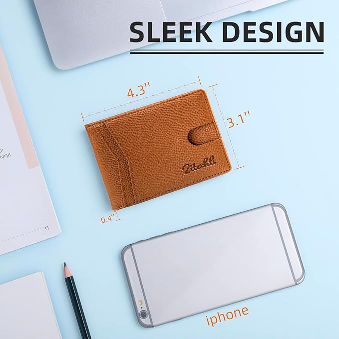 Zitahli Bifold Wallets for Men - Slim RFID Leather Credit Card Holder for 6-11 Cards, Minimalist Thin Wallet with ID Window & Cash Slot,Front Pockt Carteras Para Hombres, Birthday Gifts for Men | Slim, RFID Blocking, Premium, Front Pocket, Gift Box, Le...