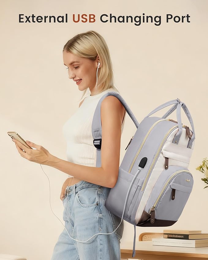 LOVEVOOK Backpack for Women,Laptop Backpack Women,Fits 15.6 Inch Laptop Bag,Fashion Travel Work Anti-theft Bag,Waterproof Business Computer College Teacher Backpack Purse Daypack, Light Grey-Beige