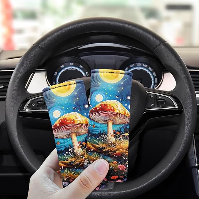 BIGCARJOB Mushroom Luggage Handle Cover Replacement 2 Pcs Moon Mushroom Suitcase Identifier Protective Cover Trolley Case Grip Travel Luggage Handle Wrap Luggage Accessories