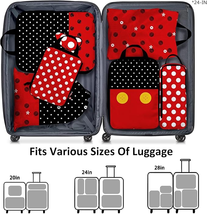 6 Set Travel Packing Cubes for Kids, Cute Compression Bags for Storage Packing with Shoe Bags for Packing In Suitcase, Space Saving Packing Organizers for Luggage Trip and Family Vacation