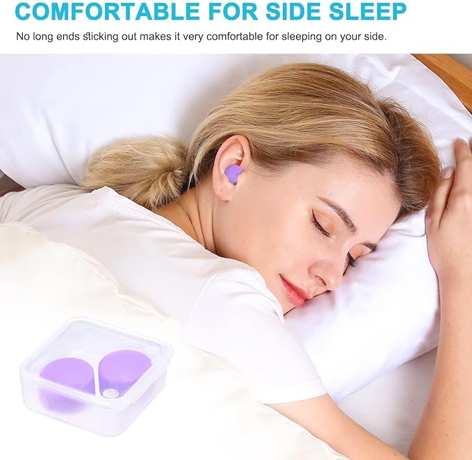 Reusable Silicone Ear Plugs, Waterproof Noise Cancelling EarPlugs for Sleeping, Mowing, Swimming, Airplanes, Concerts