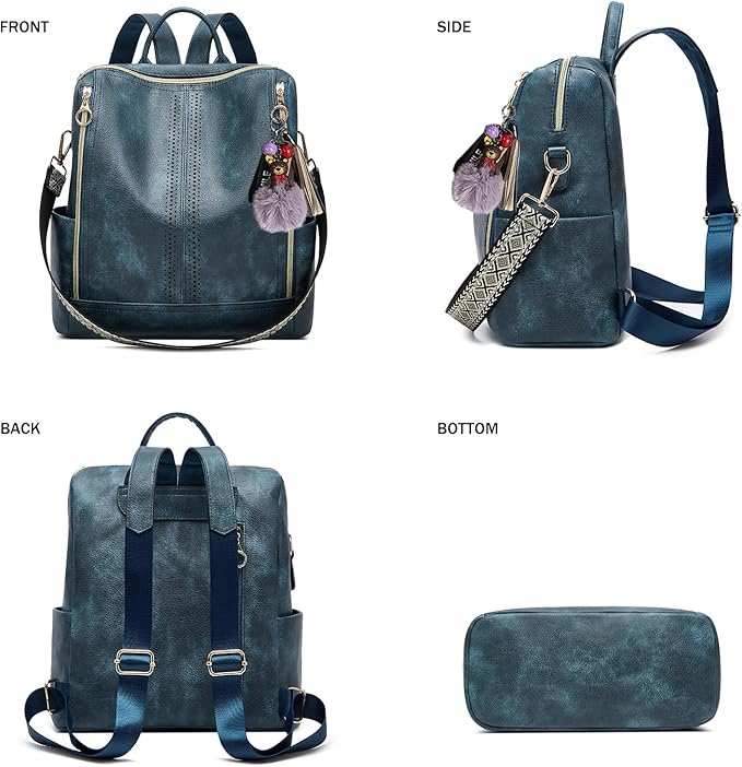 Makes Backpack Purse for Women PU Leather Travel Satchel Handbag Convertible Design Bag with Purse