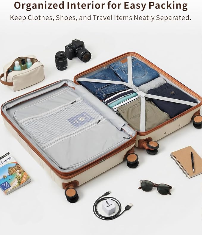 3 Piece Luggage Set, 21/25/29 Inch Expandable Luggage Sets with Spinner Wheels, ABS+PC Hardshell Suitcases, Suitcase Set with YKK Zipper, TSA Lock & 3 Tags