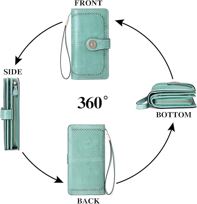 SENDEFN Wallets for Women Leather Credit Card Holder with RFID Blocking Large Capacity Wristlet | with RFID Blocking, Large Capacity, Wristlet, with RFID Blocking, Large Capacity, Wristlet