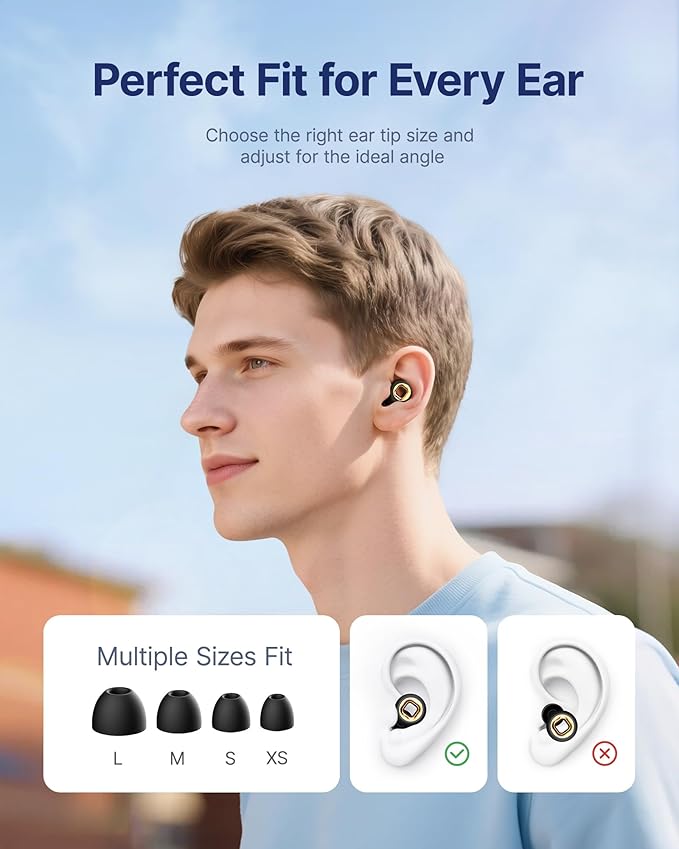 Ear Plugs for Sleeping Noise Cancelling, 45dB Reusable Earplugs for Noise Reduction, Hearing Protection Ear Plugs with 8 Ear Tips, Soft Silicone Earplugs for Sleep, Concerts, Snoring, Study (Black)