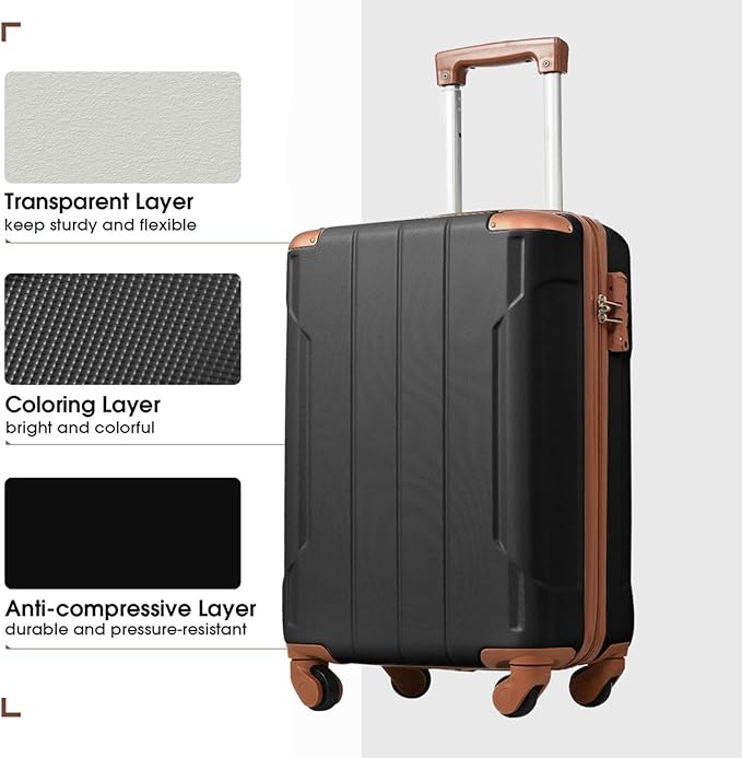 Merax 20 Inch Carry On Luggage Airline Approved, Hardshell ABS Suitcase with Spinner Wheels, TSA Lock, Lightweight Travel Luggage for Business Trips & Weekend Getaways