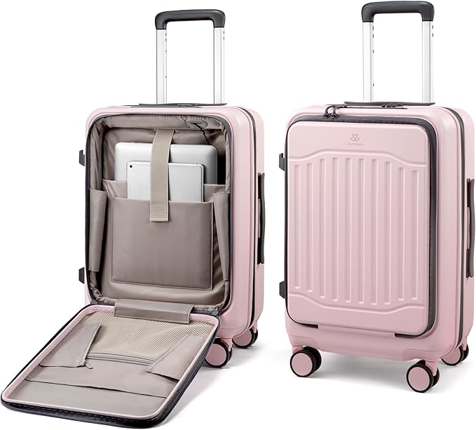 LOVEVOOK Carry On Luggage 22x14x9 Airline Approved, Expandable Hard Shell Suitcase with Spinner Wheels, USB Charging Port & Front Pocket, PC Hardside Rolling Luggage with TSA Lock for Travel