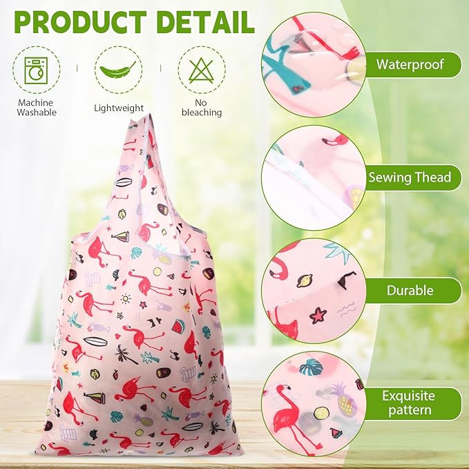 Paterr 24 Pcs Foldable Reusable Shopping Bag Recycle Travel Grocery Bag Fold to Pocket Tote Bulk for Daily Supplies Load
