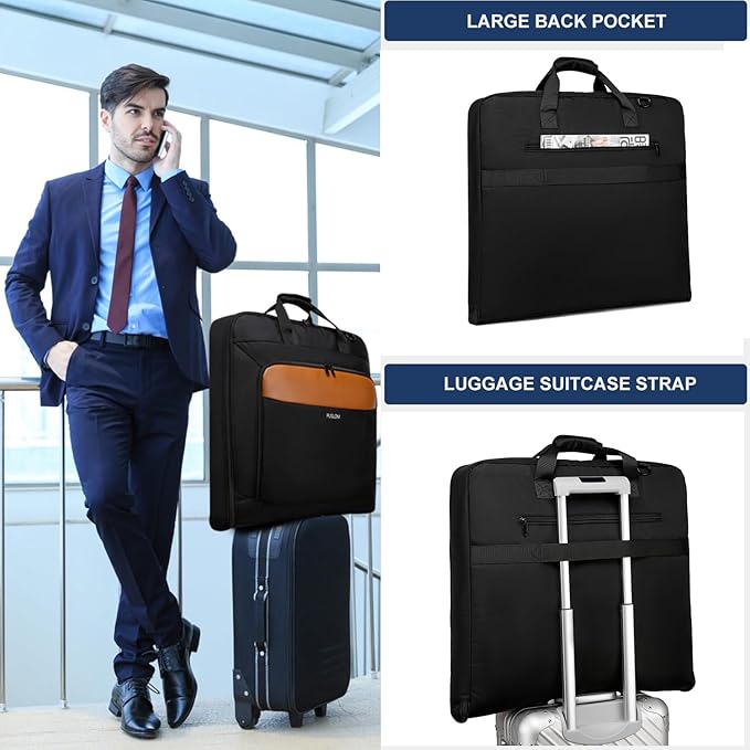 Garment Bag Travel Suit Bag Large 40-Inch Carry on Bag Up to 3 Suits,2 in 1 Hanging Luggage Bags, Fits 15.6Inch Laptop
