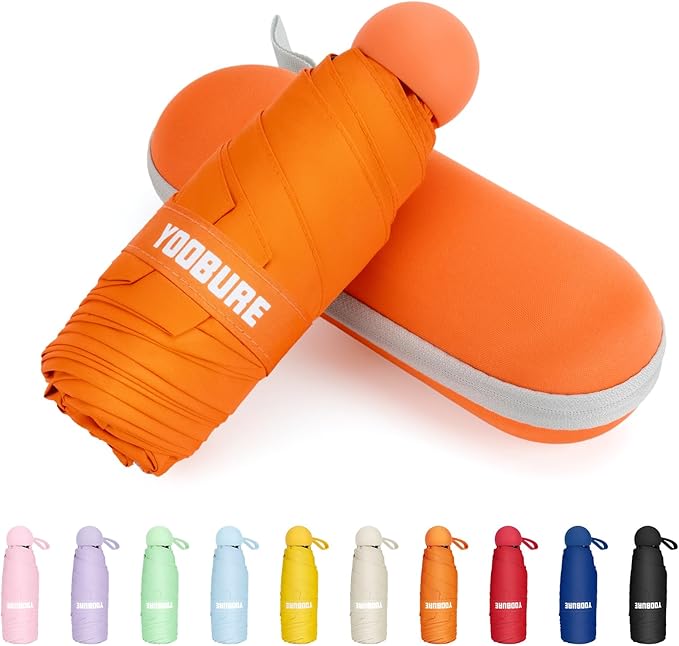 Yoobure Travel Umbrella Portable Compact Umbrellas, Pocket Mini for Purse, Umbrellas for UV Sun & Rain Small for Backpack, Umbrella with Case Folding for Kids Women