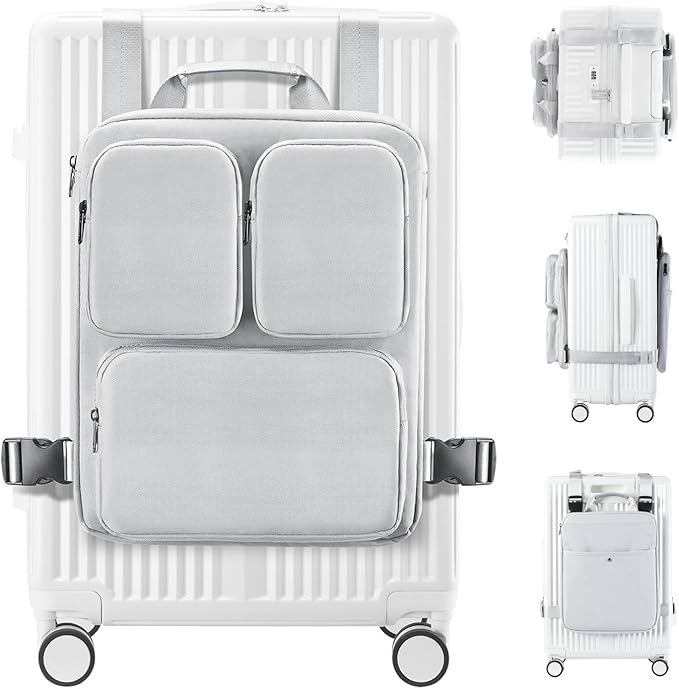SOKOK Over Luggage Organizer Storage Bag with Multi Pockets, Slide On Luggage Harness with Adjustable Straps, 2-in-1 Travel Accessories Suitcase Vest Bag Fits Most Suitcases, Silver Gray-3