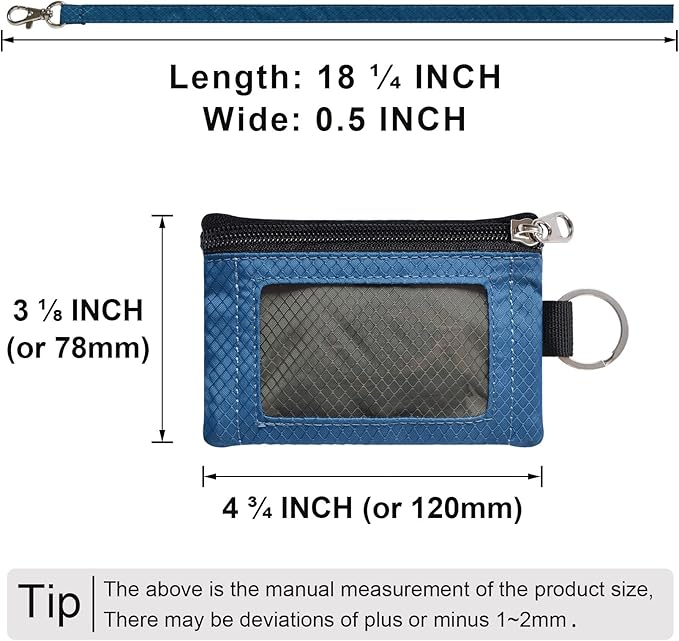 CHENSPRX Minimalist RFID Blocking Small Wallet with ID Window,WaterResistant Zip Id Case Wallet with Lanyard Keychain for Cards,Cash,Travel,Women,Men