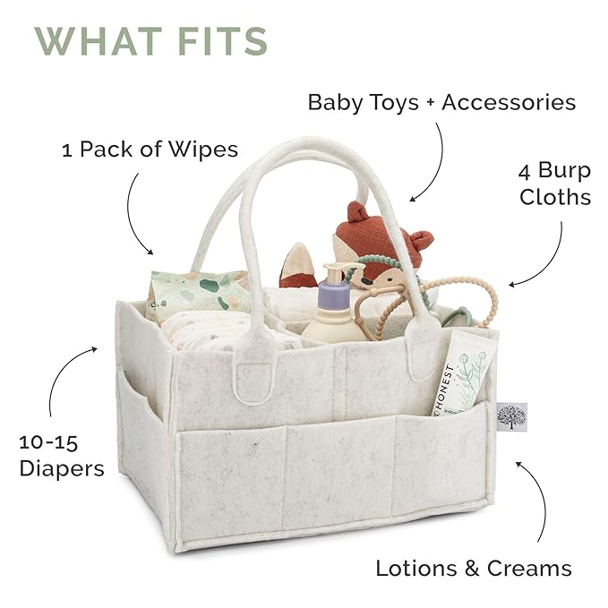 Parker Baby Diaper Caddy - Nursery Storage Bin and Car Organizer for Diapers and Baby Wipes - Sage Green, Large