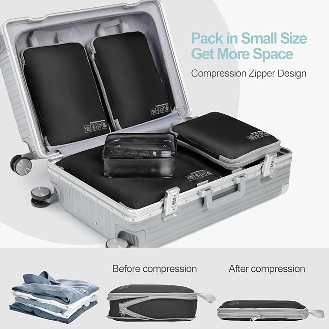 Cambond Compression Packing Cubes for Travel Women - Lightweight Luggage Organizers Bag Packing Cubes for Carry on Suitcases