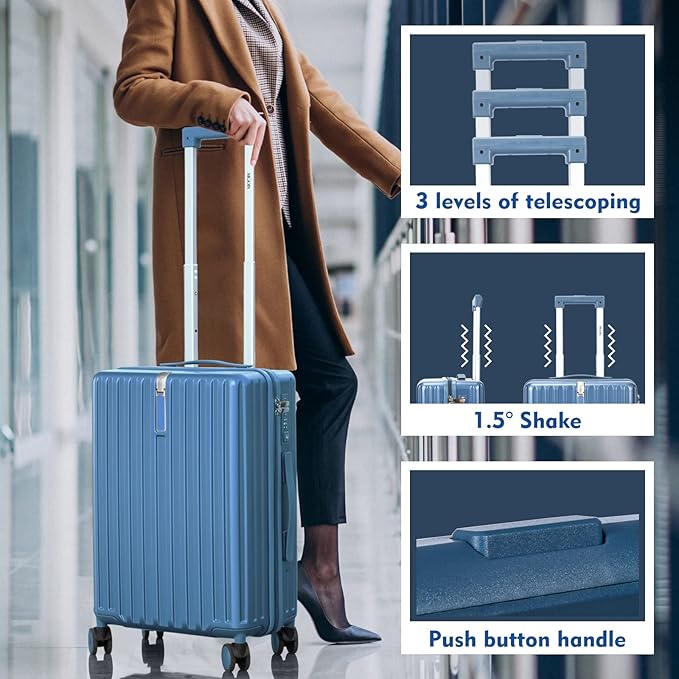 28 Inch Expandable Luggage with Wheels Checked Bag Luggage Hard Shell PC Suitcases Lightweight Travel Checked Luggage Large Suitcase with Lock for Woman Men Travel