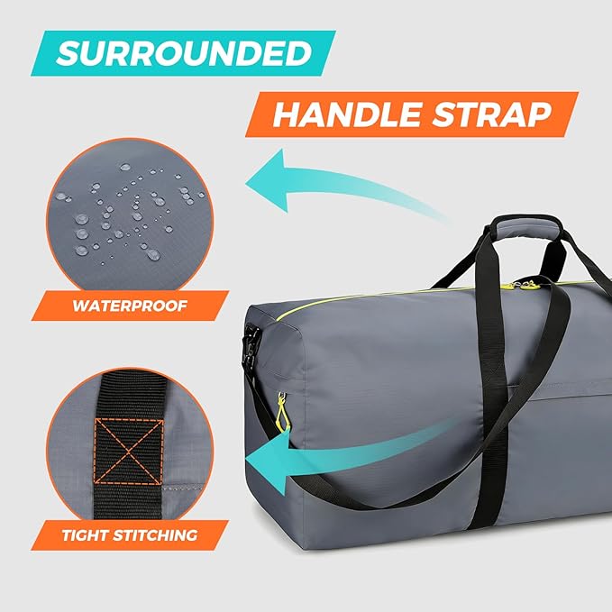 100L Extra Large Duffle Bag for Travel, 3 In 1 Travel Duffel Bags for Men and Women, Foldable Duffle Backpack for Traveling, Grey