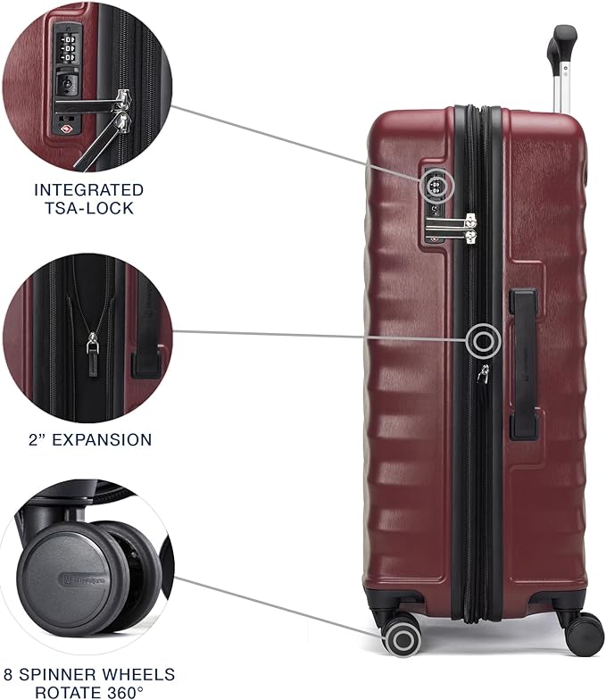 Travelpro Maxlite Air V2 Hardside Expandable Luggage, 8 Spinner Wheels, Lightweight Hard Shell, TSA lock, Cabernet, 2-Piece Set (20/25)