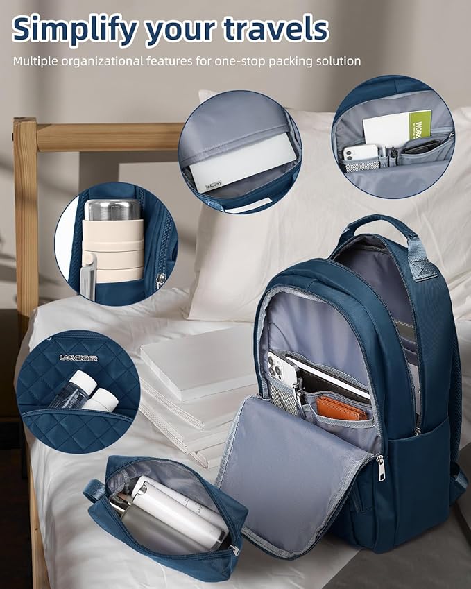 LARVENDER Carry on Luggage 22x14x9 Airline Approved, 20 Inch Expandable Hardside Suitcase with Wheels TSA Lock, PC+ABS Lightweight Carry on Suitcases for Women and Men, Dark Blue