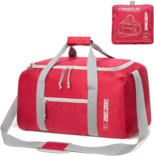 Foldable Travel Duffel Bag, Lightweight & Easy to Carry Water-Repellent Duffle Bag - 2-Way Zipper & Interior Pouch, Ideal for Weekend Trips, Daily Use,Camping，Sports