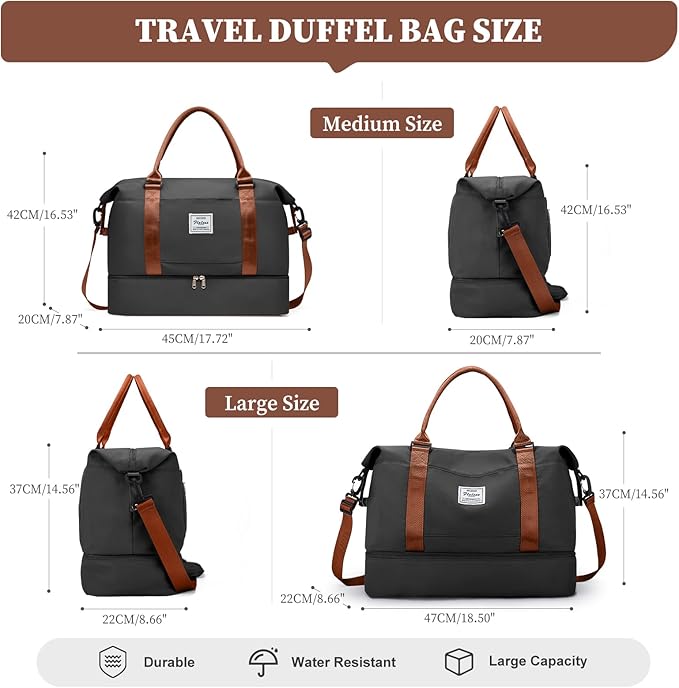 Weekender Bags for Women,Personal Item Travel Bag with Shoes Compartment,Overnight Travel Duffel Bag with Toiletry Bag,Medium