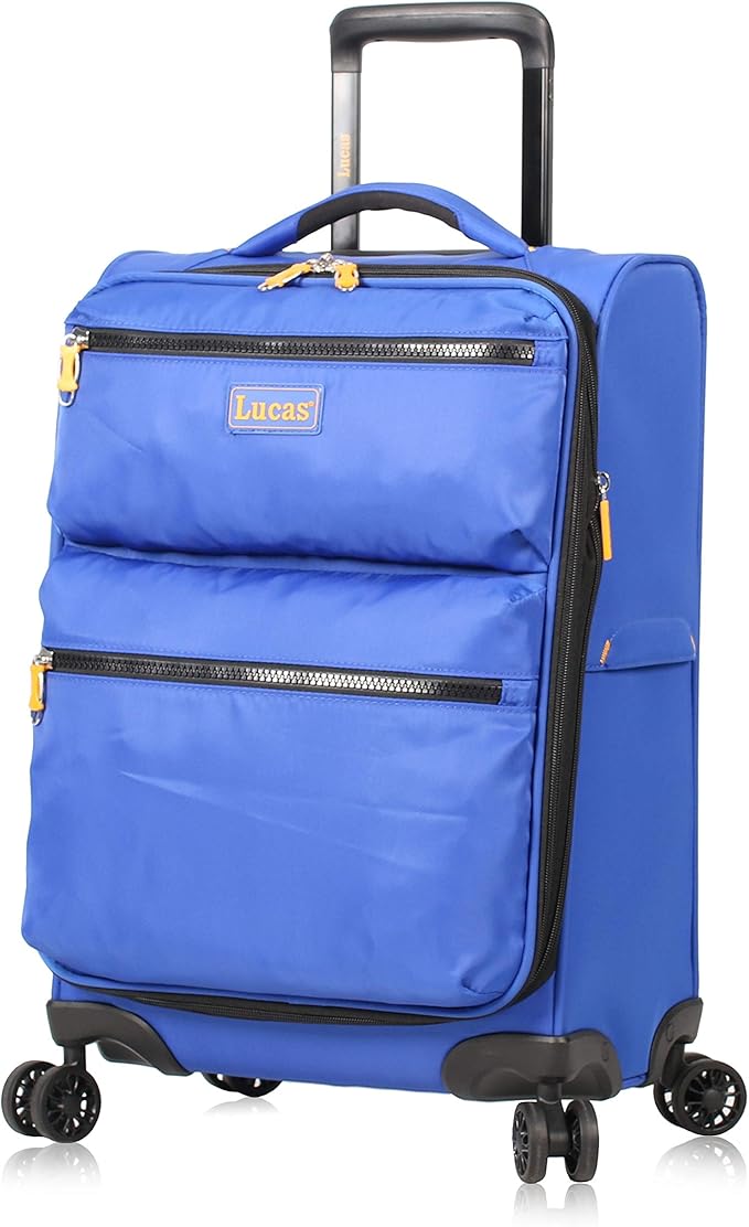 LUCAS Ultra Lightweight Carry On - Expandable Softside 20 Inch Luggage - Small Rolling Bag Fits Most Airline Compartments - Durable 8-Spinner Wheels Suitcase (Royal Blue)