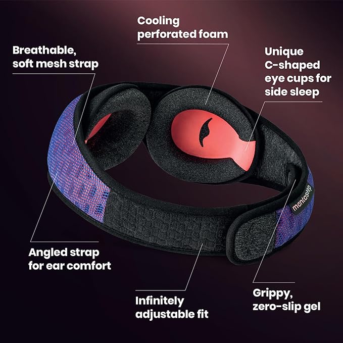 Manta Pro Sleep Mask - 100% Light Blocking Sleep Mask for Side Sleepers, Breathable and Comfortable, Spacious & Zero Pressure for Long Lashes, Perfect for Sleep/Travel/Nap/Shift Work