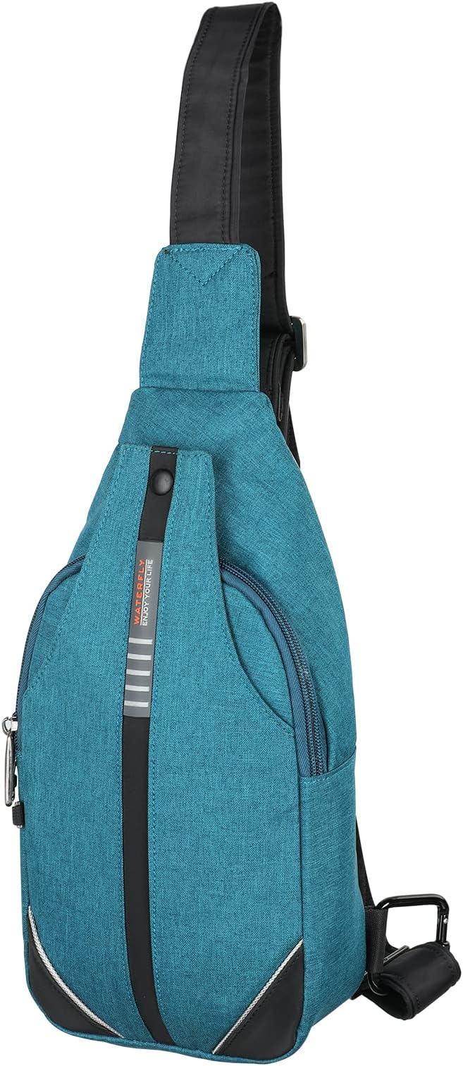WATERFLY Tiny Crossbody Sling Backpack Anti Theft Backpack for Traveling Chest Shoulder Bag (Teal Blue)