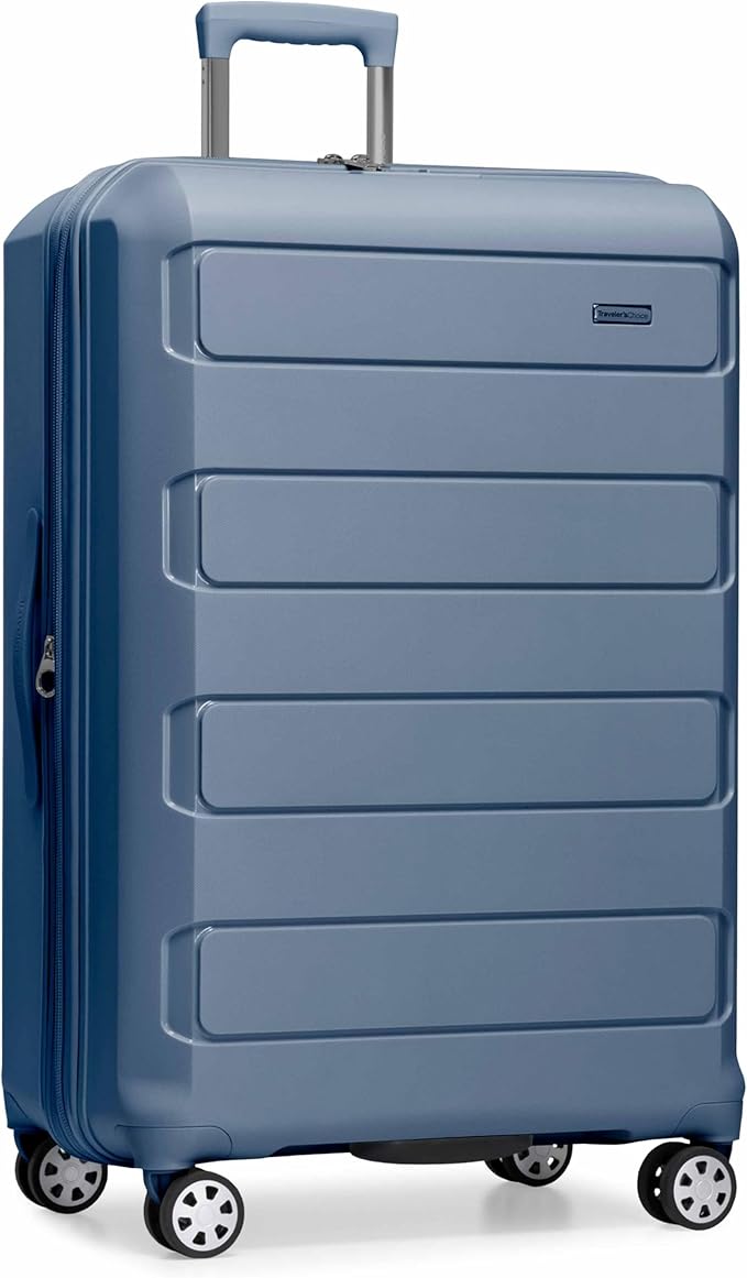 Traveler's Choice Pagosa Hardshell Expandable Luggage with Spinner Wheels, Slate Blue, 30-Inch Large
