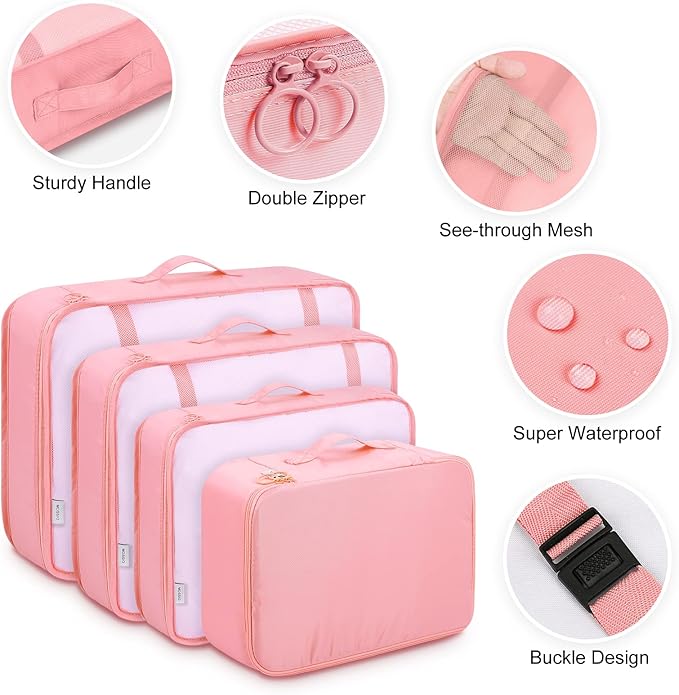 Mossio 9 Set Packing Cubes with Shoe Bag & Electronics Bag - Luggage Organizers Suitcase Travel Accessories