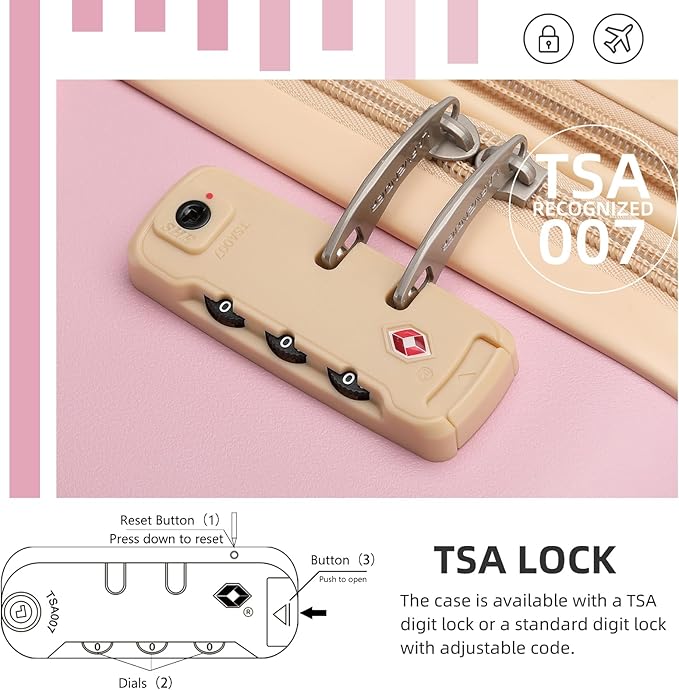 LARVENDER Luggage Sets 3 Piece Expandable Carry on Luggage 22x14x9 Airline Approved Hardshell Suitcase with Wheels TSA Lock, Lightweight Suitcase Set for Women with Travel Backpack, Light Pink