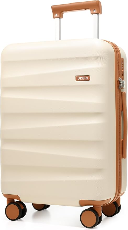 UKEIN Luggage Set with Backpack,Polycarbonate Carry On Luggage Airline Approved with Spinner Wheels, Hardshell Travel Suitcase Set with TSA Lock (Beige, Carry on (20inch))