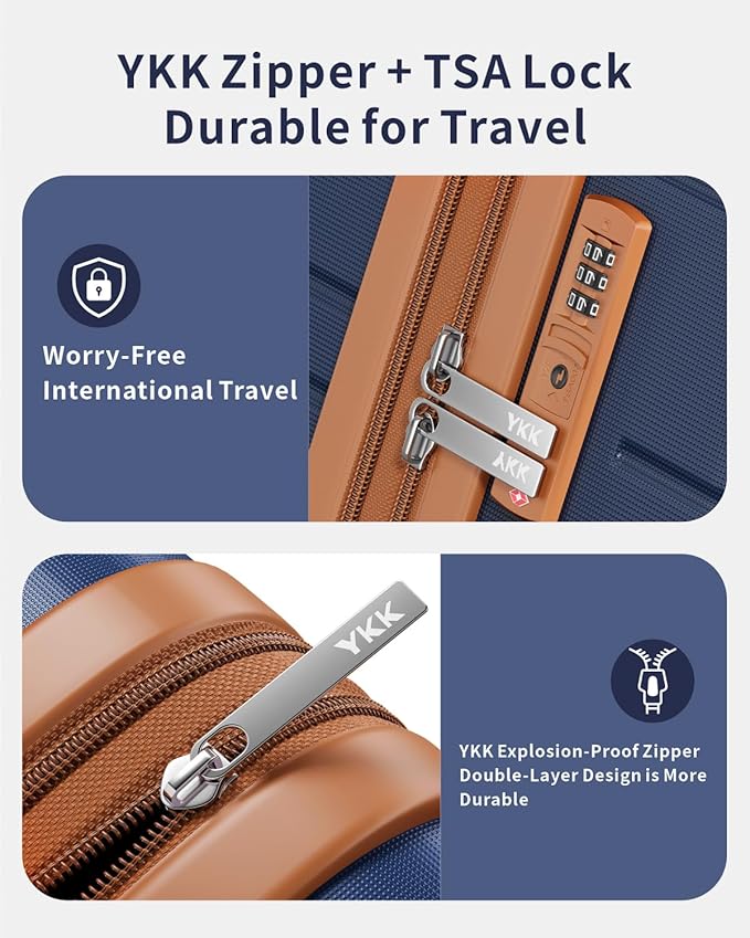 3 Piece Luggage Set, 21/25/29 Inch Expandable Luggage Sets with Spinner Wheels, ABS+PC Hardshell Suitcases, Suitcase Set with YKK Zipper, TSA Lock & 3 Tags
