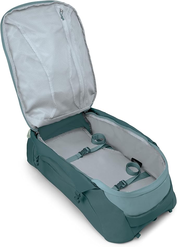 Osprey Farpoint 55L Men's Travel Backpack - Carry On Bag with Personal Item Sized Detachable Daypack, Cascade Blue/Torrent Blue