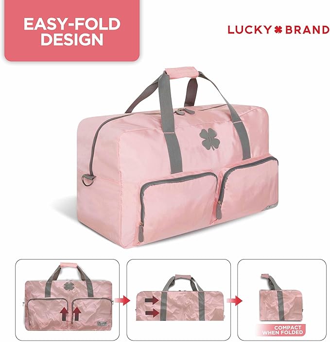 Lucky Travel Duffel Bags 65L, Gym Bag, Travel Bag & Large Duffle Bag for Men, Foldable Overnight Weekender Bags for Women & Men with Adjustable Shoulder Strap, Bridal Rose
