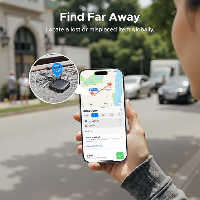 UGREEN FineTrack Air Tracker Tags (iOS Only) 4 Pack, 2-Year Replaceable Battery Bluetooth Tracker Compatible with Apple Find My, Item Finder Smart Tag for Keys, Luggage - [Apple Find My Certified]