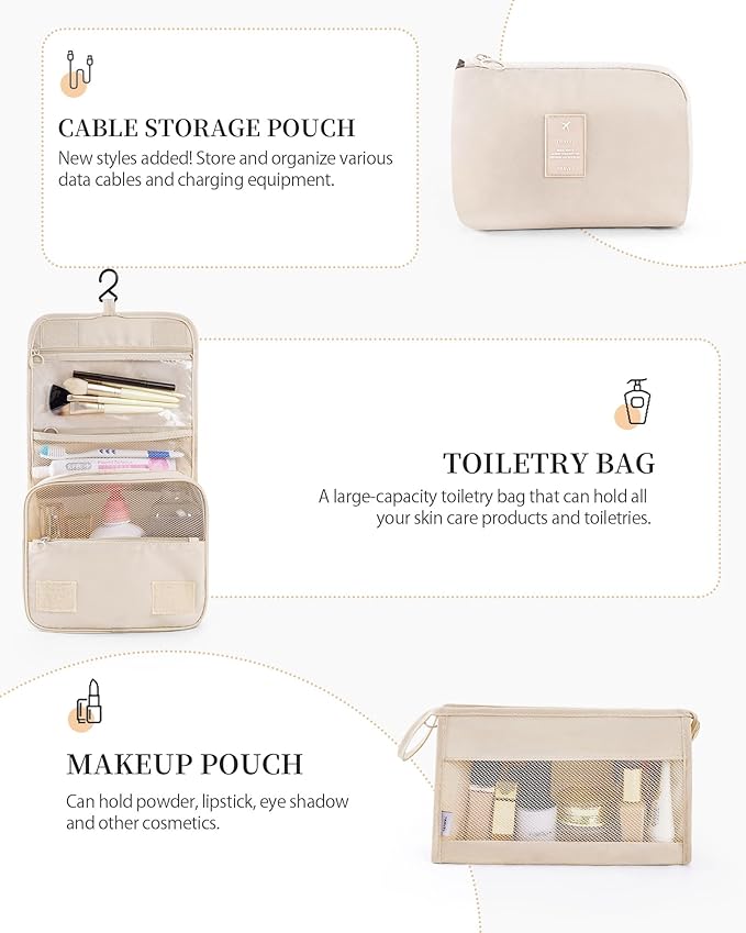 Packing Cubes 11 PCS, Mesh Breathable Luggage Organizers Bags, Packing Organizers, Durable Travel Essentials Bags Set, Travel Packing Organizers,Beige