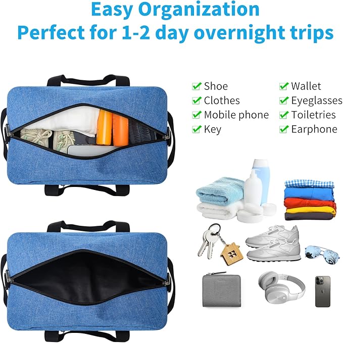 Small Gym Bag 14 inch lightweight Carry On Mini Duffel Bag for Travel Sport - Denim Blue