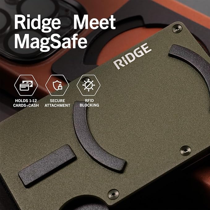 Ridge Wallet for Men - Slim Minimalist Compact Wallet and Card Holder, RFID Protected Front Pocket Wallets for Men with Integrated Cash Strap