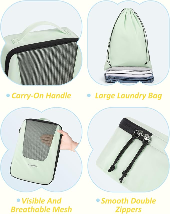 BAGSMART Compression Packing Cubes for Travel, 6/5/4set Lightweight Packing Organizers, Summer Travel Essentials Suitcase Organizer Bags Set
