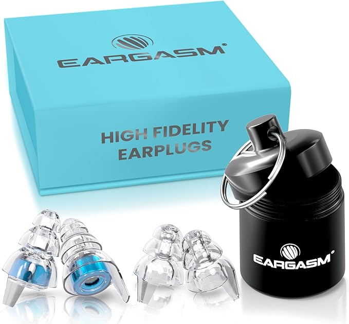 Eargasm High Fidelity Blue Earplugs for Concerts, Festivals, Musicians, DJs, Night-Life, Motorcycle Hearing Protection - Reusable Ear Plugs for High Fidelity Noise Reduction up to 21 dB