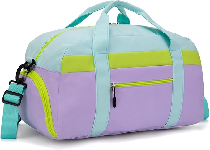 HawLander Kids Duffle Bag for Boys or Girls, Fit Sports Practice, or Overnight Travel Weekend (Light Green)