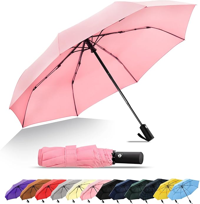 SoulRain Travel Umbrella - Compact Umbrella for Rain - Perfect Large Auto Folding Umbrella - Ideal Car umbrella, Small umbrella, and Travel Companion