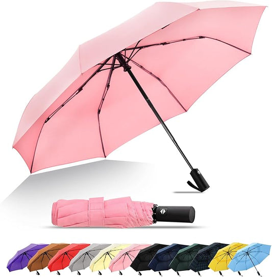 SoulRain Travel Umbrella - Compact Umbrella for Rain - Perfect Large Auto Folding Umbrella - Ideal Car umbrella, Small umbrella, and Travel Companion