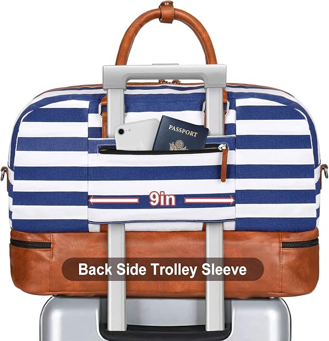 Weekender Bag for Women, Large Overnight Bag Canvas Travel Duffel Bag Carry On Tote with Shoe Compartment 21" 3Pcs Set
