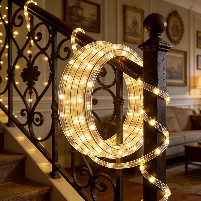 LED Rope Light, 20Ft LED Strip Lights Outdoor Waterproof Decorative Lighting for Indoor/Outdoor Decorations, Deck, Patio, Party and Bedroom Decorations (Wram White)